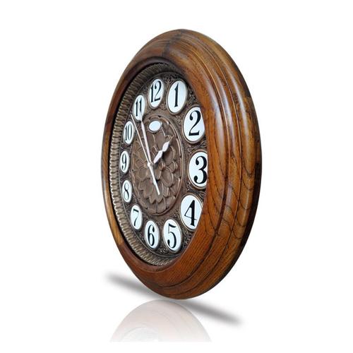 客厅欧式钟表复古实木挂钟静音卧室创意石英钟g1092-1